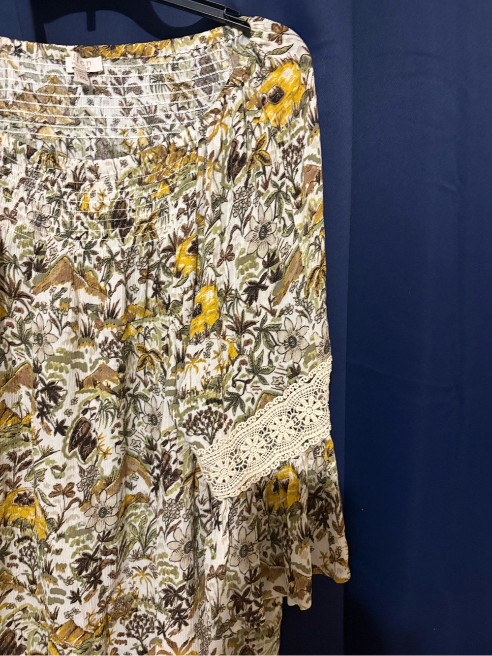 Boho Floral Peasant Top - Yellow Multi - Picture 4 of 4
